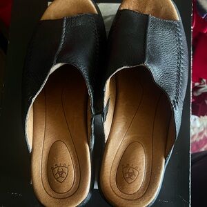 Ariat Women’s Black and Brown Leather Slide Sandals